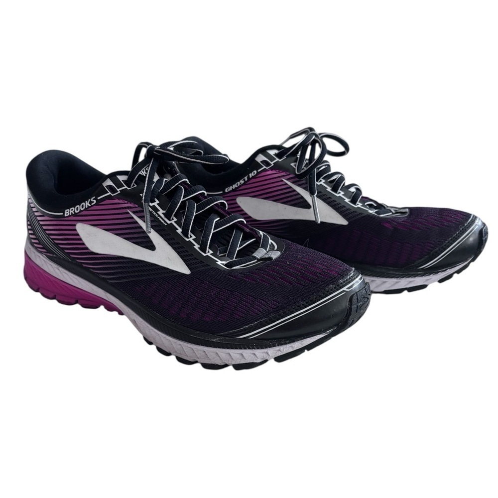 Ghost 10 Brooks Women's Black and Purple Athletic Shoes | Gym Sneakers | Size 9